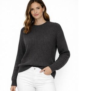 VTG 1990s Sz Lg 100% Wool Sweater Giorgiolini Italy Dark Gray Y2K Pullover Warm‎